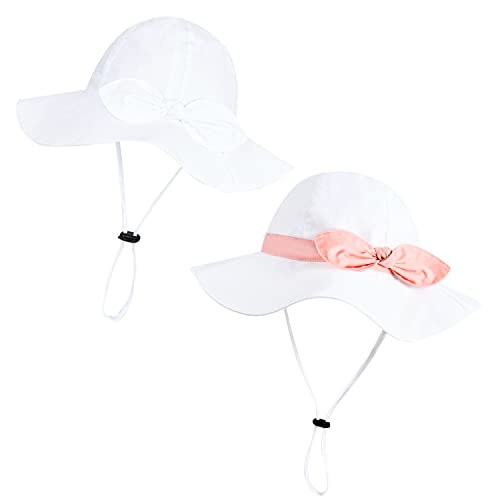 Image of Baby Girl Sun Hat with UPF 50+ Outdoor Adjustable Beach Hat with Wide Brim Bucket Hats