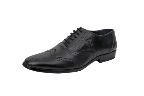 Image of Men's Handcrafted Oxford Lace-up Shoes with Broguing - Crafting Luxury and Elegance for You Black 8