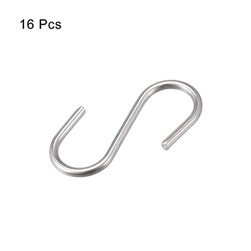 Image of uxcell S Hooks 1.18 inch Long Stainless Steel Hanger for Hanging Objects in Kitchen, Garden, Bathroom, Garage 16Pcs