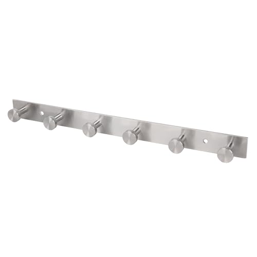 Cofan Perchero de pared con 3, 4 o 5 ganchos | Acero inoxidable 304 | Acabado: satinado | Colgador de pared para baños, entradas, cocinas, pasillos, dormitorios (1, 6 Pomos (33,51 x 2,7 x 2,8 cm))