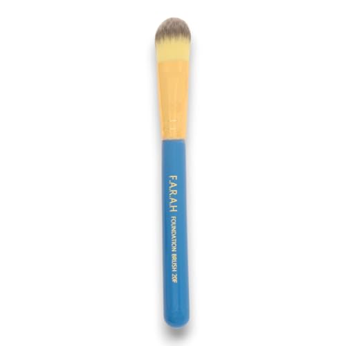 F.A.R.A.H Brushes Foundation Makeup Brush 20F for Face - Perfect For Blending Liquid, Cream, or Flawless Powder Cosmetics - Buffing, Stippling, Concealer - Premium Quality (Blue)
