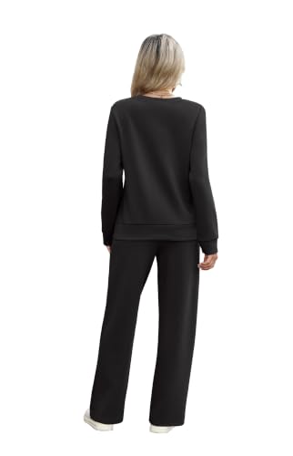 Image of WIHOLL Women's 2 Piece Sets Sweatshirt Casual Travel Outfits Lounge Wide Leg Tracksuit Cozy Sweatsuits Fashion 2026