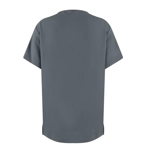 Image of FONMA Scrub Tops Women Plus Size Stretchy V-Neck Scrub Shirts with 4 Pockets Breathable Short Sleeve Nurse Uniforms