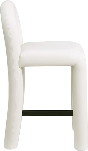 Meridian Furniture 11064Cream-C Amari Colección Moderno | Butaco Contemporáneo con Suave Cuero Vegano Crema, Estructura Interna de Hierro, Respaldo Redondeado, Butaco para Barra, 18.5" Ancho x 22" Profundidad x 37.5" Alto, Crema miniatura 5