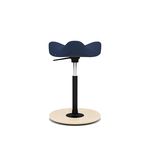 Image of Varier Move Table Stool for Height Adjustable Tables, Natural Base and Fabric, Blue