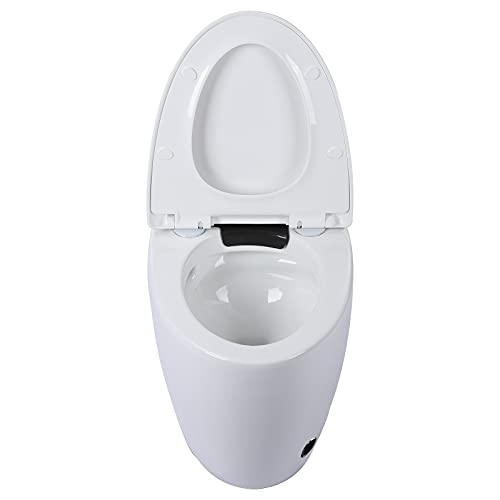 Inodoro inteligente para baños, inodoro inteligente de una pieza alargado, asiento inteligente con bidé, tapa silenciosa y descarga por inducción electromagnética con sensor de pies y manos miniatura 4