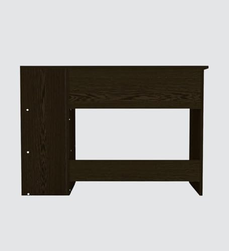 Image of Modern Compact Study Desk with 3 Side Shelves, Space-Saving Home Office Table, Dark Brown Wood Finish, 103x72x40 cm