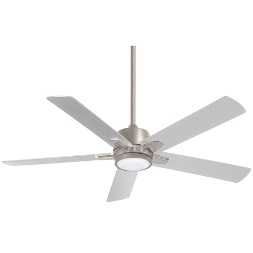Minka-AIRE F619L-BN Stout 54" Ceiling Fan with LED Light and Remote Control in Brushed Nickel Finish
