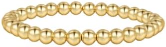 Alegend 18K Gold Plated Bracelet Love bangle Set - Handmade Yoga Stretch Elastic Natural Stone Crystal