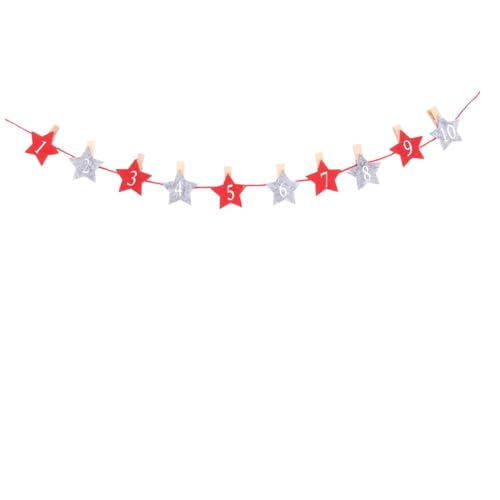 IMIKEYA 24 Pinzas Navideñas de Madera Diseño de Estrella para Fotos y Notas Porta Notas Creativo de Moda Resistentes y Decorativas para Cuerda de Yute Pack de 24 Unidades