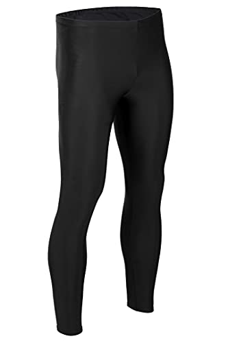 Herren Leggings matt Lange Sporthose Stretch 80% Polyamid 20% Elasthan, L, Schwarz Cover