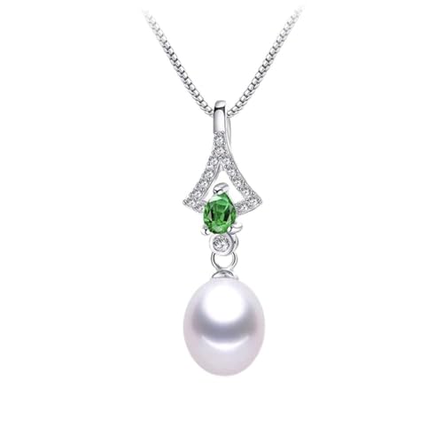 Pendentif en perles d'eau douce naturelles et zircon vert brillant MOCHAMIK