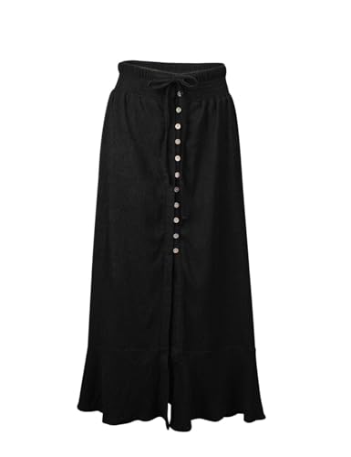 Women's Boho Elastic Tie Waist Button Down Maxi Skirt Women's Boho Elastic Tie Waist Button Down Maxi Skirt
