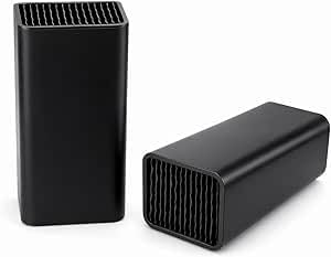 Universal Square Knife Block Without Knives Black Kitchen Knife Holder Compact Countertop Knife Storage Organizer Space Saving Knife Stand Fits Knives Up to 7.5 in / 19 cm