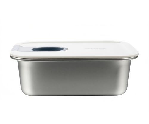 Image of STEGL 1050ml Rectangle Stainless Steel Food Container | Premium 304 Grade Steel Base | One-Hand Easy-Slide Lid with Pull-Ring | Airtight Leak-Proof Meal Prep Storage Container