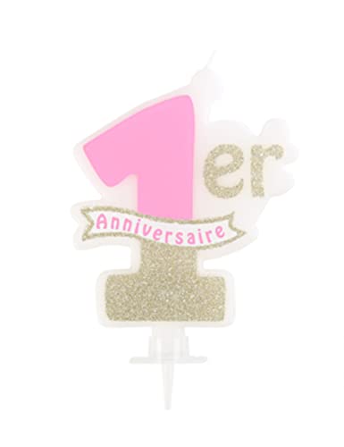 Artifetes 1st Birthday Cake Candle, Birthday Cake Candle Pink and Gold