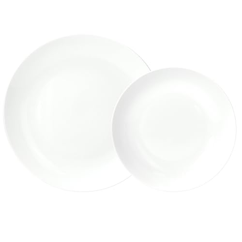 Tognana Metropolis, 6 piatti piani + 6 piatti fondi, Porcellana, Bianco