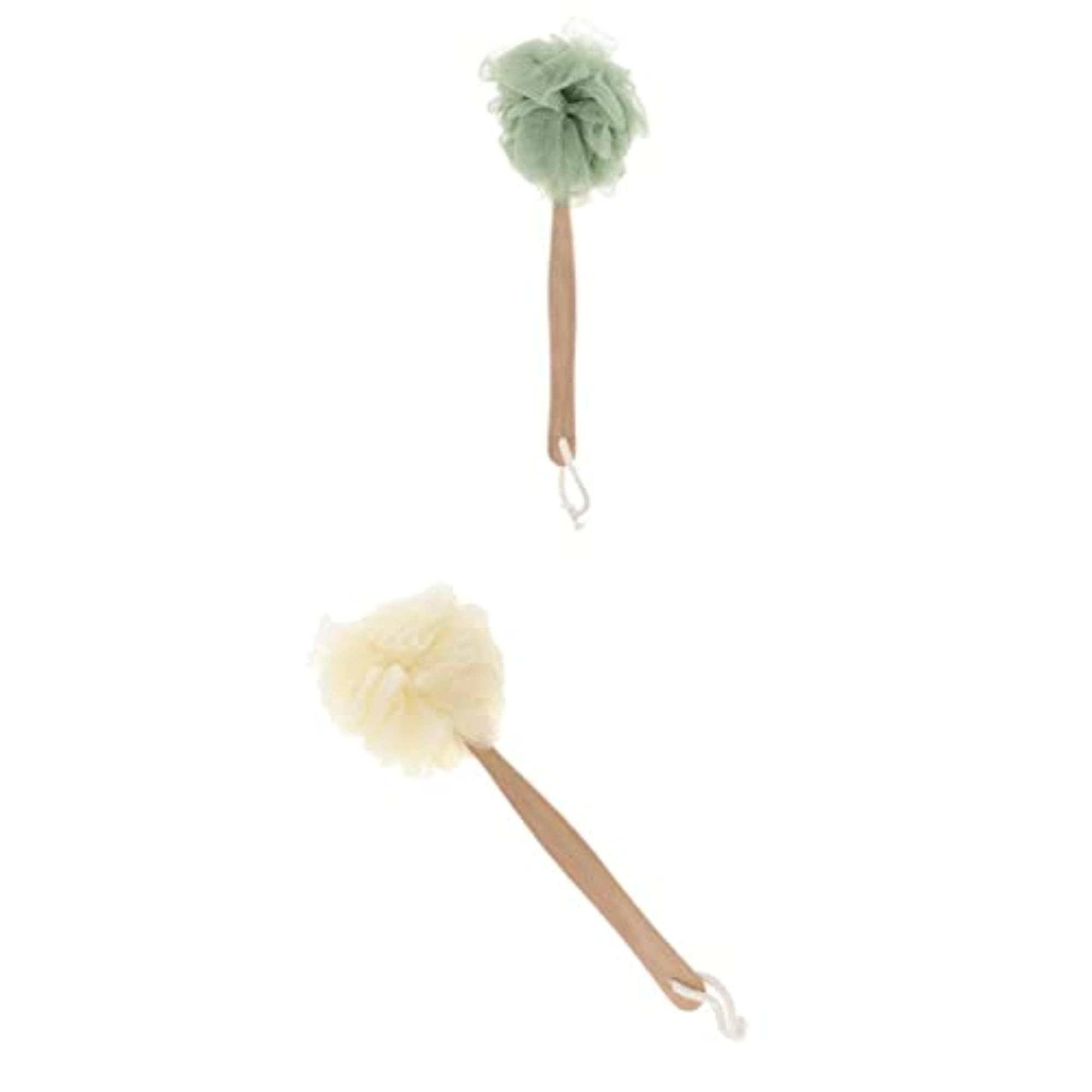 2pcs Long Handle Shower Puff Pouf Sponge Exfoliating Brush