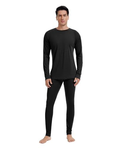 Men's 100% Merino Wool Base Layer Sets Lightweight Active Base Layer for Ski