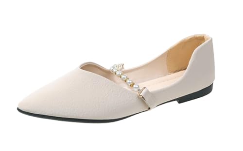 Women's Flats Pointed Toe Dressy Ballet Flats Comfortable Ladies Mary Jane Shoes Slip On Office Shoes