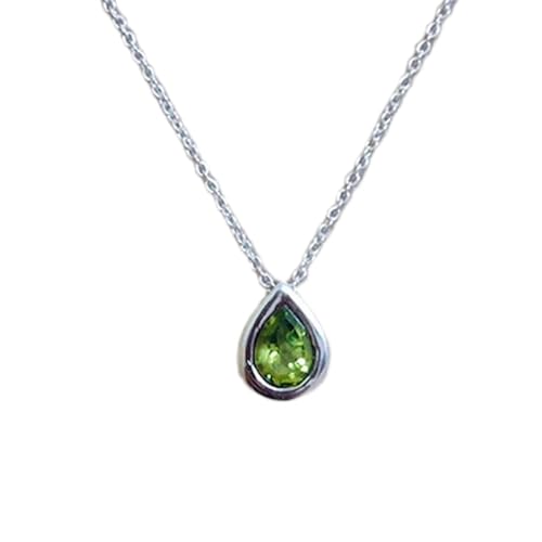 Pendentif poire vert péridot naturel et collier en argent pour illuminer vos tenues d'été