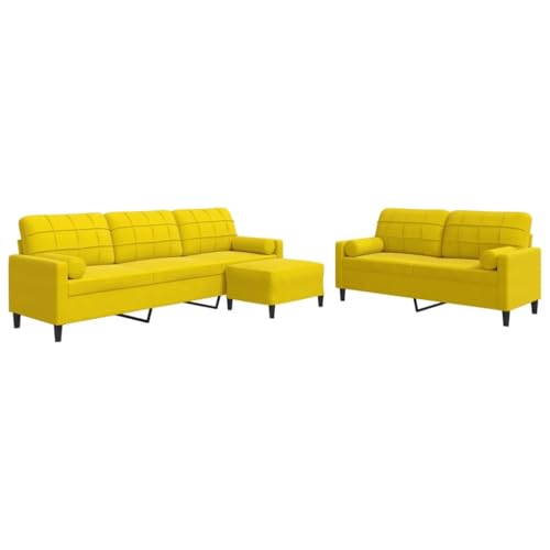 RMIHSJG Samt Sofagarnitur 3-TLG mit Hocker, Modernes Wohnzimmer Sofa Set mit Metallgestell, Bequeme Couchgarnitur für Wohnbereich, Sitzgruppe mit Polsterung und – Bild 4