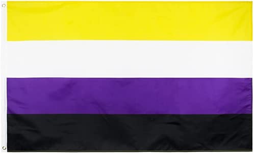 Drapeau Pride non binaire 90x150cm NB Gender Pride Mois Parade LGBTQIA Gay Lesbienne BI Banderole murale à suspendre plein air Décoration fête Accessoires de fête Résistant aux UV Couleur vive Cover