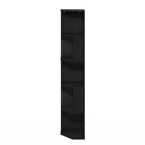 Image of Furinno ECON Corner Shelf, 5-Tier Corner Book Shelf, Standing Storage Shelves, Cube Display Rack, Bookshelf, for Organization and Storage, Living Room, Home Office, Espresso