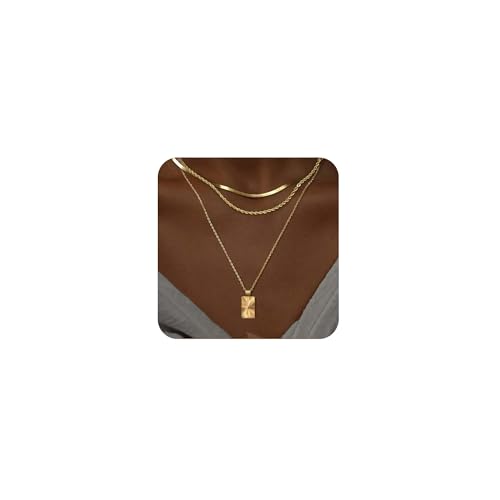 FENNELISA 3Pcs Halskette Damen Layered Gold Kette Hypoallergen Lange Kette Silber 925 Verstellbarer Wasserfest Goldkette Damen