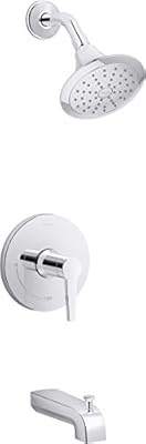 KOHLER K-TS97074-4G-CP Pitch Bath and Shower Trim Kit, Single-Function Showerhead, Diverter Bath Spout and Faceplace with Handle, 1.75 GPM, Polished Chrome