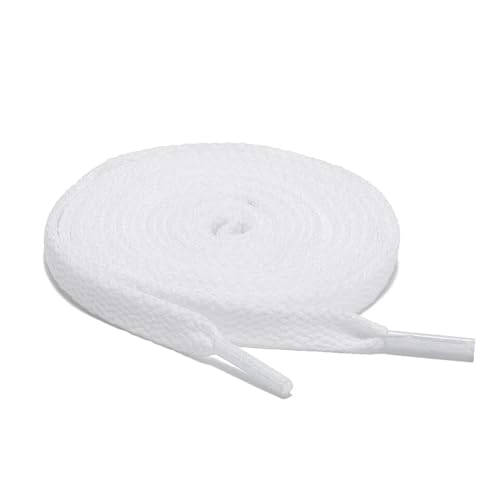 Sixstore 2 Paar (4 Schnürsenkel) flache Schnürsenkel für Sneaker, Schnürsenkel für Sneaker, athletische Laufschuhe, Stiefelschnüre, Weiß, 120 cm Länge und 8 mm Breite