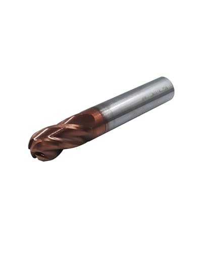 Image of 1 /2 inch Carbide Ball Nose End Mills, TISIN Coated, 4 Flute, End Mill Bits for Alloy Steels and Hardened Steels, 1 /2 inch Cutting Diameter