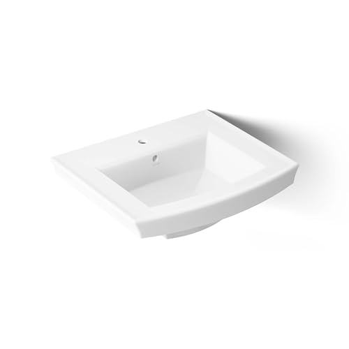 KOHLER K-2358-1-0 Archer Pedestal Bathroom Sink Basin with Single-Hole Faucet Drilling, White