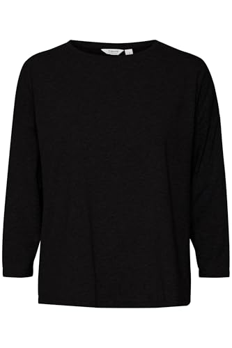 b.young Damen T-Shirt lockere Passform 3/4-Ärmel gestricktes Design Hip-Länge, Farben:Schwarz, Größe:XS