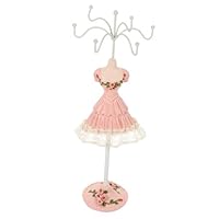 WESIEVYA Pink Mannequin Jewelry Holder Dress Necklace and Earring Display Stand Creative Jewelry Storage Rack for Dressing Table