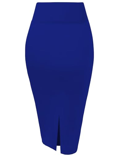 Image of Hybrid & Company Women's Premium Nylon Ponte Stretch High Waist Pencil Suit Skirt Below Knee