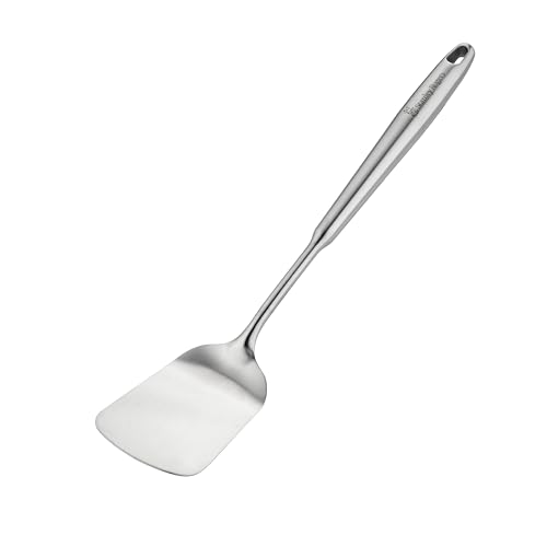 Stanley Rogers Monobloc Stainless Steel Solid Turner, Satin Finish Kitchen Utensil with Wide Fish Slice Head, Hanging Loop & Dishwasher Safe, Cooking Gadget for Flipping & Serving, 36.5x7.5x2.1cm