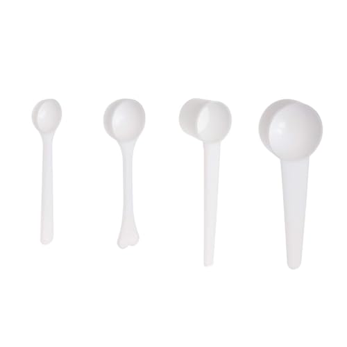 4pcs 1/3/5/10g Measuring Spoons,White Plastic Coffee Protein Milk Powder Scoops for Kitchen Tools