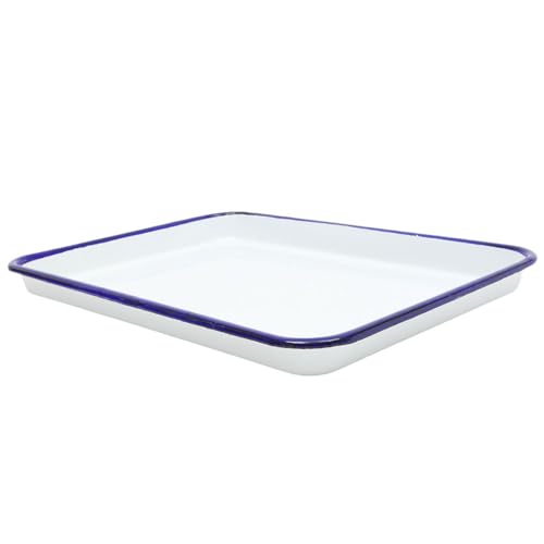 Cabilock Enamel Bake Pan Non Stick Roasting Tray Reusable Oven Baking Dish for Pizza Casseroles Heat Resistant Bakeware Easy to Clean Baking Pan