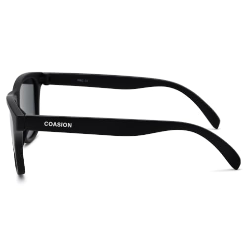 COASION Polarized Sunglasses for Women Men - UV400 Protection Classic Retro Square Trendy Sun Glasses (Matte Black Frame/Grey Lens) — view 6