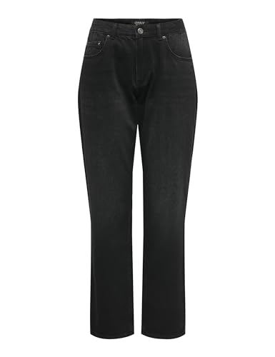ONLY Onllumi MW Mom Straight DNM Pim900 Noos Jean Coupe Droite, Noir délavé, XL / 32L Femmes