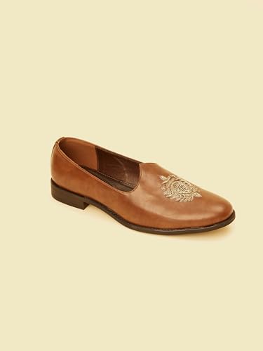 Image of Manyavar Men's Self Embroidered Loafers Style Shoes| Ethnic Juttis and Mojaris