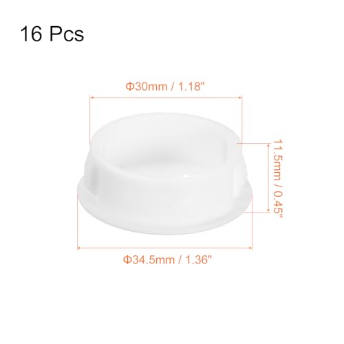 Image of uxcell 30mm /1.18 inch Plastic Hole Plugs, 16Pcs Flush Type Panel Round Snap in Fastener Knockout Locking Plugs for Furniture Insert End Caps Panels, White