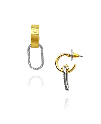 Guess Two-Tone Dangle Link Mini Hoop Earrings #TOP8
