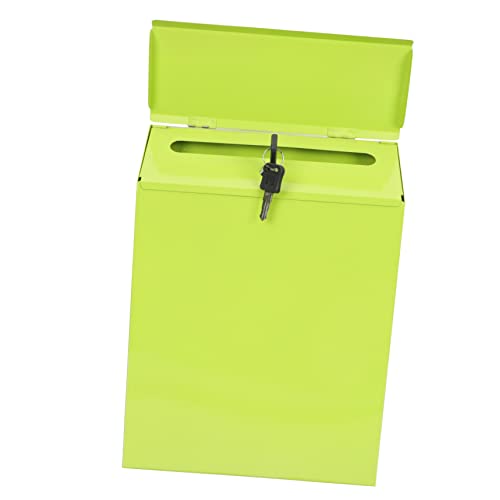 BESTonZON Wall-mounted Suggestion Box and Multi-function Letter Box Lock Green Metal for Home and Office Secure Mail Collection Top Slot