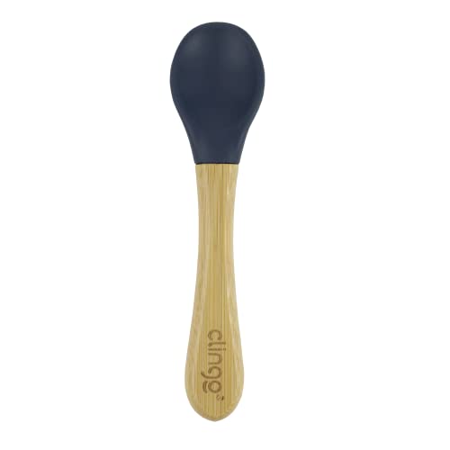 CLINGO Colher De Bambu E Silicone, Cor: Azul Escuro
