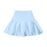 DREAM BUS Girl Pleated Skirts Built in Shorts Little Kid Tennis Skorts Toddler Girl Athletic Skorts Flowy Skirts Sky Blue