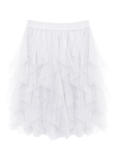 Wikoan Tüllrock Damen Ballett Tutu Unregelmäßiger Tüllrock Karneval Kostüm Hoher Taillierter Puffy Tüll Röcke Petticoat A-Linie Unterrock...