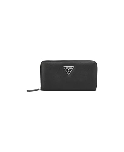 Image of Guess Black Textured Zipper Viviette Medium Zip Around Wallet