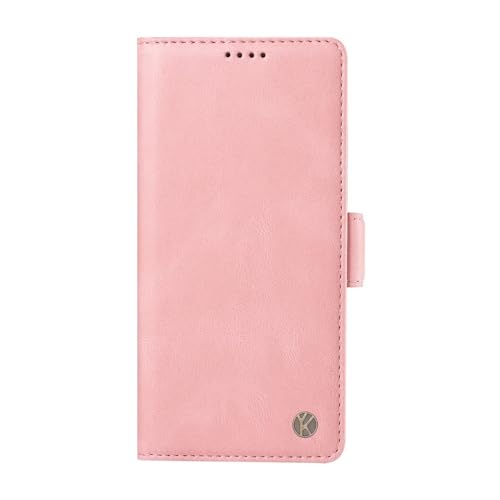 Étui portefeuille iPhone 17 Pro rose clair cuir à rabat magnétique